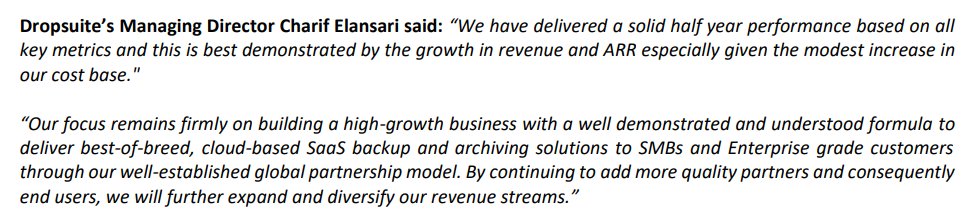 Dropsuite’s Managing Director Charif Elansari commented on $DSE's solid first half 2020 performance:

Read more: asx.com.au/asxpdf/2020082…

#cloud #SaaS #software #email #archiving #backup #investing #news #ASX
