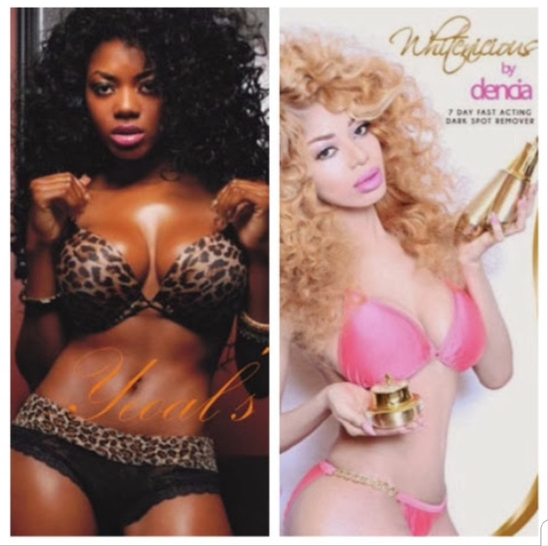 Some people will remember the singer Dencia doing interviews on why she proudly lightens her skin and many people reference these two photos of her, arguing that the darker photo is more beautiful and that she didn't need to lighten her skin.