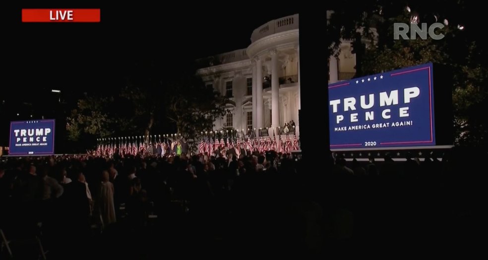 Evening ends in operatic renditions of Leonard Cohen's "Hallelujah," and a rendition of "Ave Maria" from the White House Balcony.