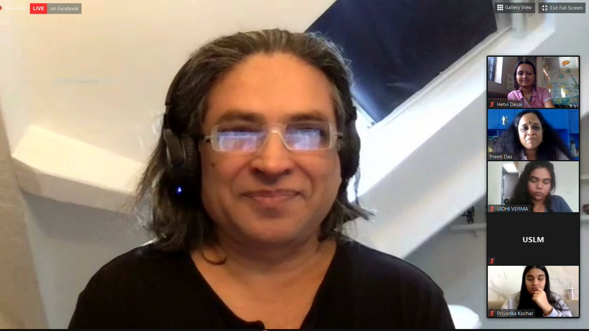 uslm_KU's tweet photo. On Day 3 of the #WassupUSLM #InductionProgramme2020, our esteemed Guest of Honour, Mr. @PanNalin, the maker of award-winning films like Samsara, Angry Indian Goddesses, Valley of flowers, gave us an insight into his childhood. #uslm #KarnavatiUniversity https://t.co/50eKI1CNYD