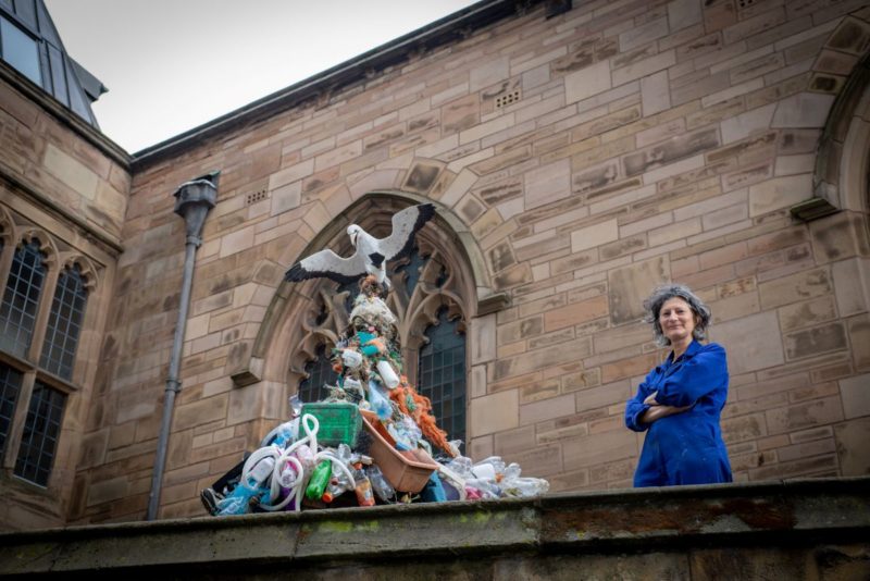 CultureLPool's tweet photo. #Sculpture | The #LiverpoolPlinth latest feature is called Tidal Shame by artist Gail Dooley + depicts a ceramic seagull entangled in waste. Highlighting the danger to marine life in UK waters with @LpoolBIDcompany, you can spot it by @LiverpoolParish π https://t.co/NpwBJNiorE https://t.co/74z9NoYwXF