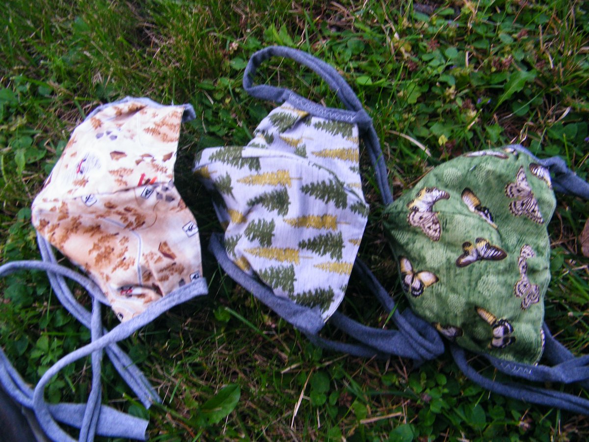  #GVRAT1000k day 119 ~thread~ I ordered some new face coverings from a friend who sells them. She asked what kind of pattern and I mentioned some thing nature related. Bless her heart she went out and bought the fabric just for me. There is camping, trees and butterflies. 