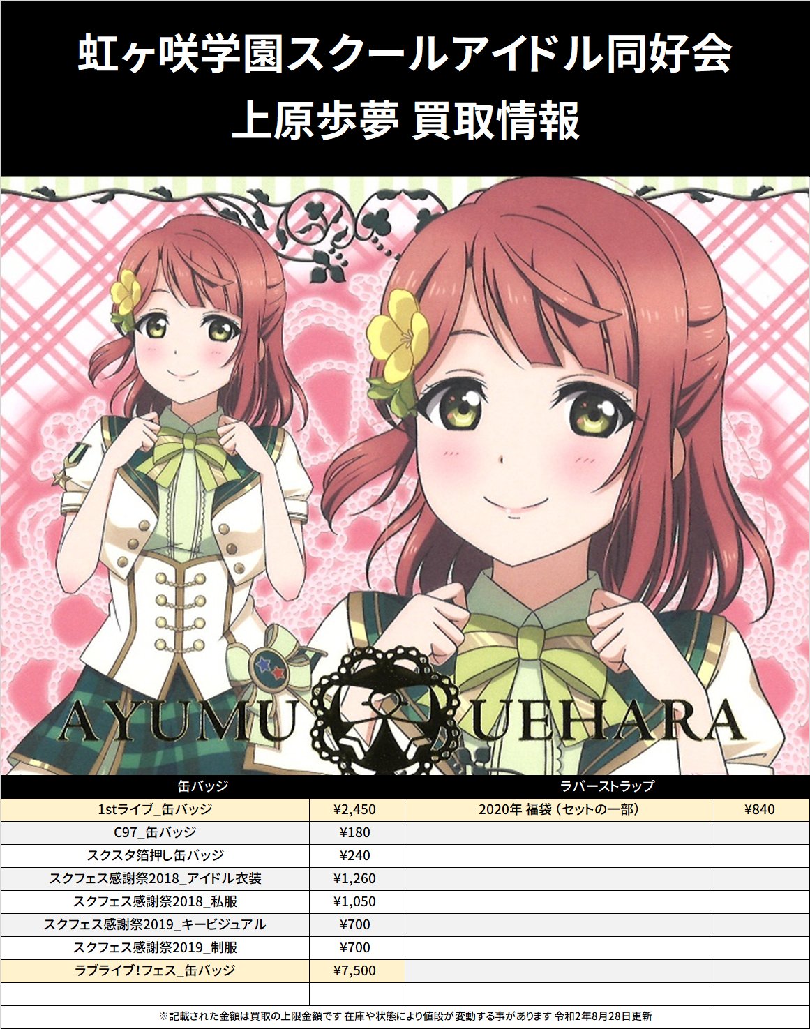 ラブライブフェス 虹ヶ咲学園 缶バッジ 上原歩夢
