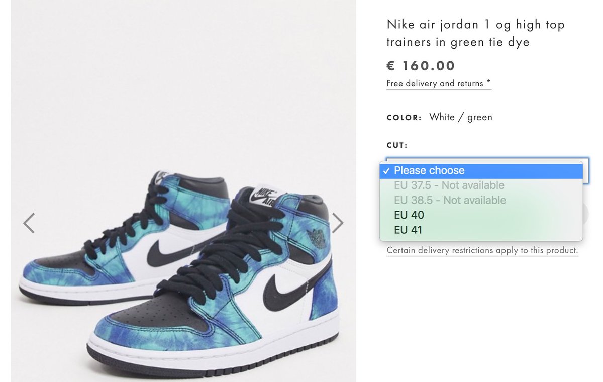 jordan 1 tie dye asos