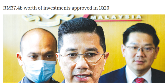 10) Taking credit for the work of others.This is Azmin's patented move. For eg, he tried to take credit for the total of RM37.4 billion worth of investment announced in Q1 2020 when the work was done by the PH govt and MITI agencies before him.