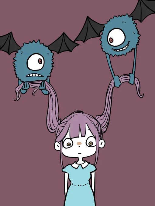 もじゃもじゃモンスターとツインテール 