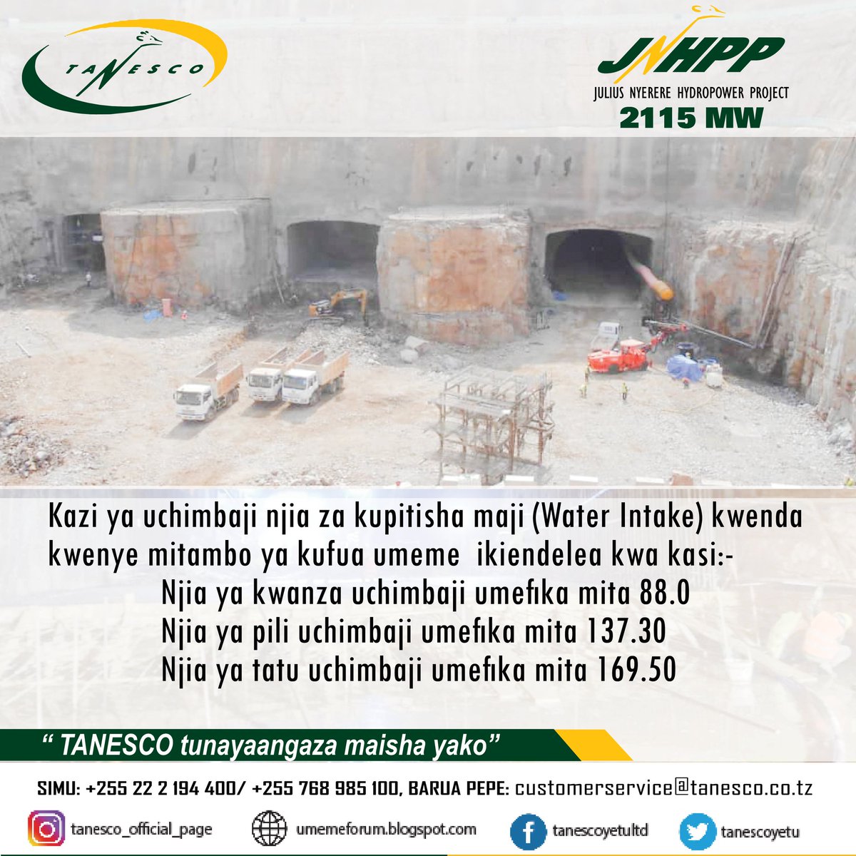 JNHPP Mw 2115 kazi inaendelea kwa kasi