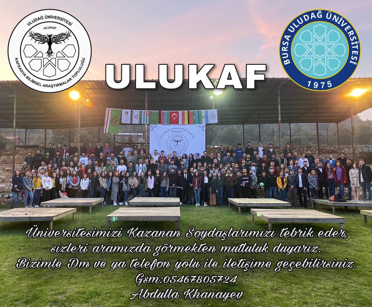 Üniversitemizi kazanan her bir arkadaşımızı  tebrik ederiz. Sizleri de aramızda görmekten mutluluk duyarız. Bizimle DM ya da telefon yolu ile iletişime geçebilirsiniz. 

<a href="/KhanayevAbdulla/">Abdulla Khanayev</a> 

#ulukaf #uludaguniversitesi #kafkasya #ünikaf