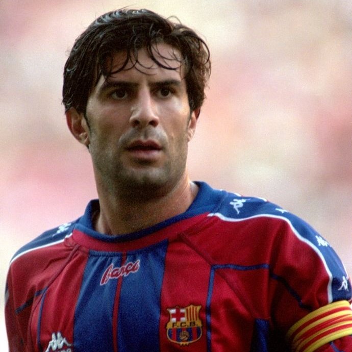 At Barca, Figo slowly morphed into a leader. A supporter of the Catalan struggle, he endeared himself to the fans by not only performing spectacularly on the pitch but also saying all the right things. He was their icon, Catalonia's icon, much like Messi is now, but very vocal.