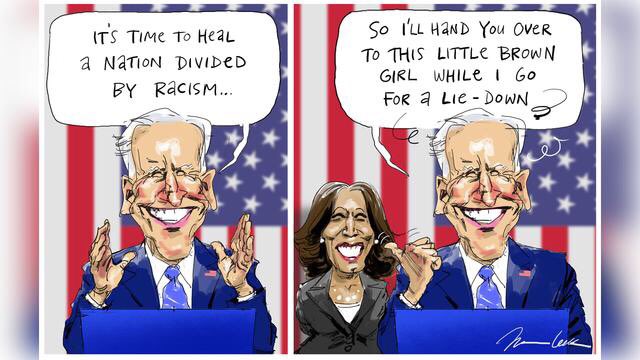 A case study of the Murdoch method: How lies are used to manipulate the truth. Remember this racist, sexist cartoon from the  @australian that derided US Vice-Presidential candidate  @KamalaHarris as a "little brown girl"? THREAD