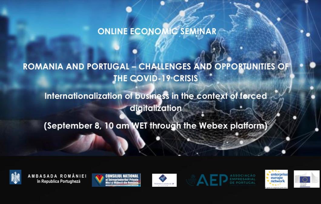 Happy to organise on September 8 🇷🇴🇵🇹online economic seminar on challenges &amp; opportunities of #Covid19 crisis and internationalization of business in the context of forced digitalization. 👉🏻 Register here: lnkd.in/eyJjvQN <a href="/MAERomania/">Ministry of Foreign Affairs of Romania 🇷🇴</a>