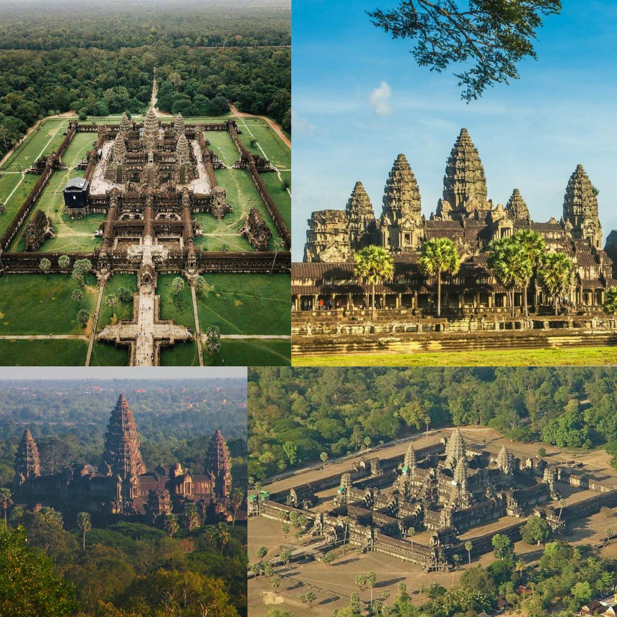 Thread... Temples at  #India_Extra_Gangem(India beyond Ganga) regions~1) #Angkor_Wat_Temple Complex, Cambodia was Built by Khmer king Suryavaraman२.It was constructed as hindu temple dedicated to God Vishnu and later got transformed into a Buddhist temple at the end of 12th CE.