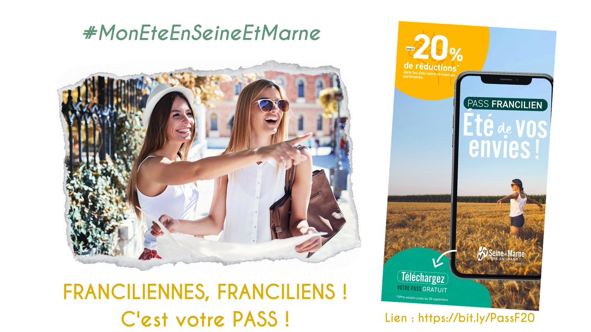 LE PASS ETE DE VOS ENVIES est disponible pour téléchargement! Fait rien que pour VOUS et c’est avec des réductions! Profitez jusqu'au 30 septembre 👉bit.ly/PassF20 Venez vivre votre été en GRAND en Seine-et-Marne!#SeineEtMarneVivreEnGrand  <a href="/Departement77/">Seine-et-Marne</a> @Attractivite77