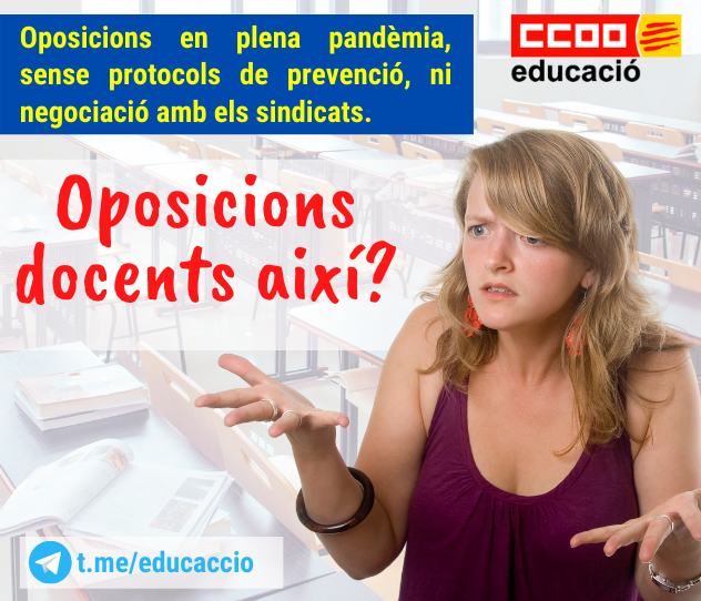 CCOOpublica's tweet photo. Unes oposicions en plena pandèmia, sense protocols de prevenció, ni negociació amb els sindicats.  😷😡
▶️ https://t.co/q9sCHue7AC https://t.co/cUvQPpklit