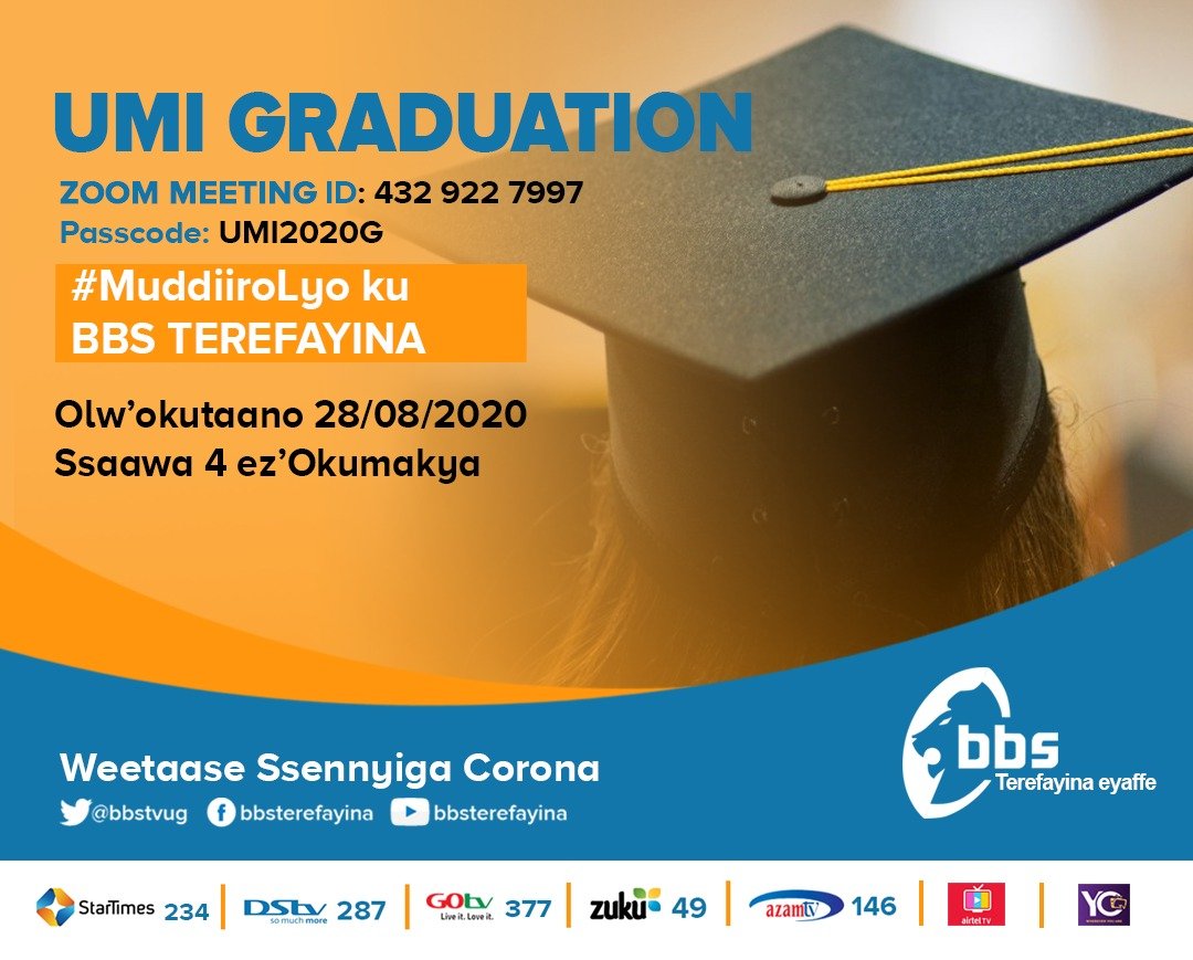 UMIUganda's tweet photo. Join us on zoom or tune in on BBS terefayina. The logins are shared in the image below.
#18thgraduationceremony https://t.co/VhYTOKOmFW