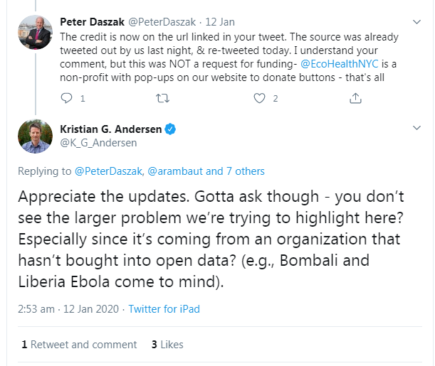 15. Bombali Ebola!I noticed Kristian Andersen upped the stakes by making a veiled allusion to Bombali Ebola Virus, alleging that EcoHealth had failed to upload its sequence, but did not reveal the motives. However, we do know why.Ecohealth supplies deadly viruses to DOD!