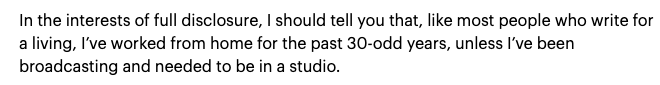 AdamBienkov's tweet photo. Amazing admission buried at the bottom of this Richard Littlejohn column in the Daily Mail, berating people for working from home. https://t.co/HilmehESPF