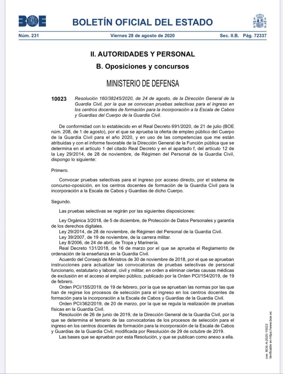 AcadIberia's tweet photo. Convocatoria para la oferta pública de la #126gc #ingresogc #CXXVI #GuardiaCivil https://t.co/pW6nFmn7lA https://t.co/87EWNB6Anu