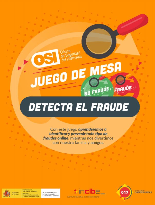 INCIBE's tweet photo. Disfruta de un #FelizFinde poniendo a prueba tus habilidades para detectar #fraudes online con el juego de @osiseguridad 'Detecta el fraude' y demuestra todos tus conocimientos sobre #ciberseguridad.

🎲 Disponible en: https://t.co/DQmR2KXwpj https://t.co/ynYa8MbpCl