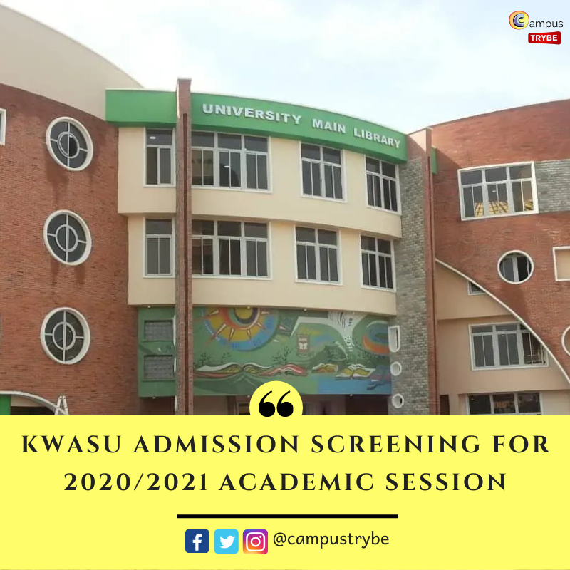 campustrybe's tweet photo. Kwasu Admission Screening for 2020/2021 Academic Session https://t.co/NRA2yvYwSn via @campustrybe https://t.co/UUomz31DyU