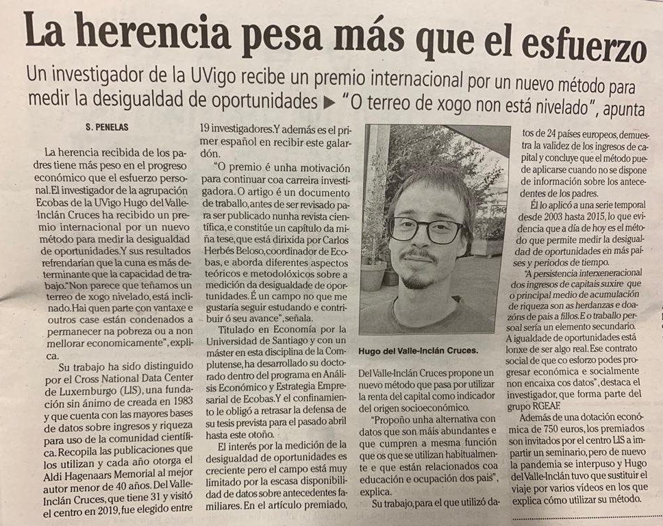 ECOBAS_'s tweet photo. 🆕Hoxe o @Farodevigo fala do noso compañeiro e membro do grupo #RGEAF @hugobaltasar! Noraboa por ese merecido premio internacional!
#ECOBASnosMedios https://t.co/K8DmNocK34