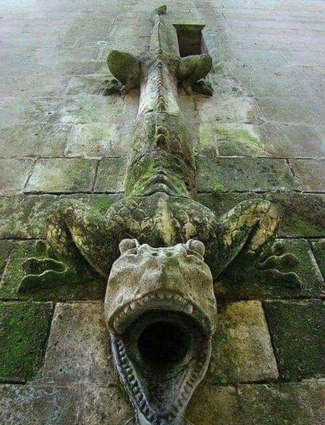 Akil_Vicdan's tweet photo. Fransa'da 12. yüzyıl Pierrefonds Kalesi'nde bir kanalizasyon borusuymuş bu. 
Bizde ise 21. Yüzyılda Dinazor heykeli diye şehrin ortasına dikerler. Yıllarca da alkışlanırlar. https://t.co/l9KuOATZ6F