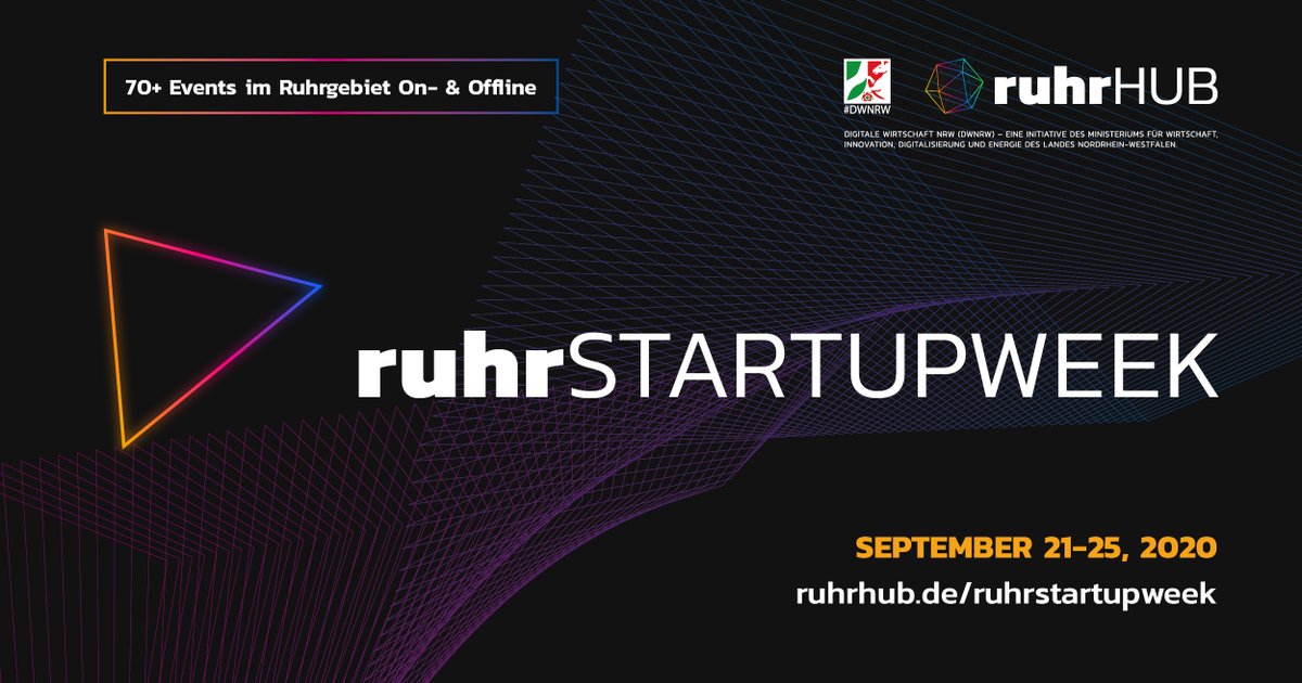 dotruhr's tweet photo. Die ruhrSTARTUPWEEK wird Digital!  

Vom 21.- 25. September veranstaltet der @RuhrHub die #ruhrSUW 2020  – online und offline!  

Alle Infos zu den Events rund um Start-ups und Digitalisierung unter: https://t.co/Iq7ArnyiJw 

#Digitalisierung #Ruhrgebiet #Gründerszene #Startup https://t.co/u5zjZNpeSY