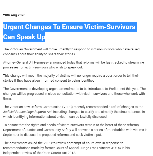 ninafunnell's tweet photo. UPDATE: The Victorian Attorney General, @JillHennessyMP  has announced that the Vic Govt will "move urgently" on the gag-law issue and "fast track" reforms to streamline processes &amp; that the Govt is developing "urgent amendments" to be introduced this year. 

#LetUsSpeak https://t.co/I8KRvPC4io