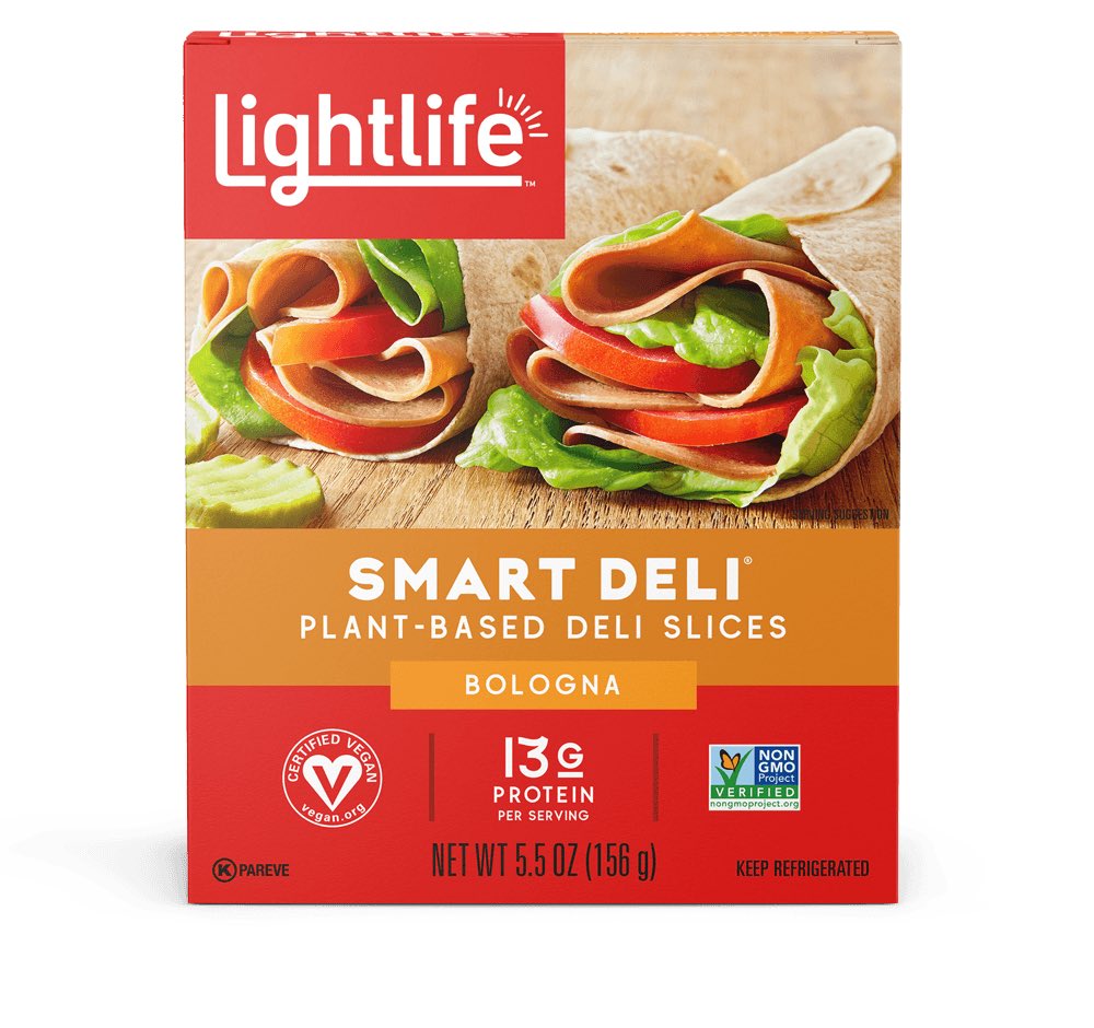 Brand: LightlifePlant-Based Burgers - 125 per pattySmart Deli Ham - 70cals per 4 slicesSmart Tenders Plant-Based Chicken - 100cals per 3 tendersSmart Deli Bologna - 70cals per 4 slices
