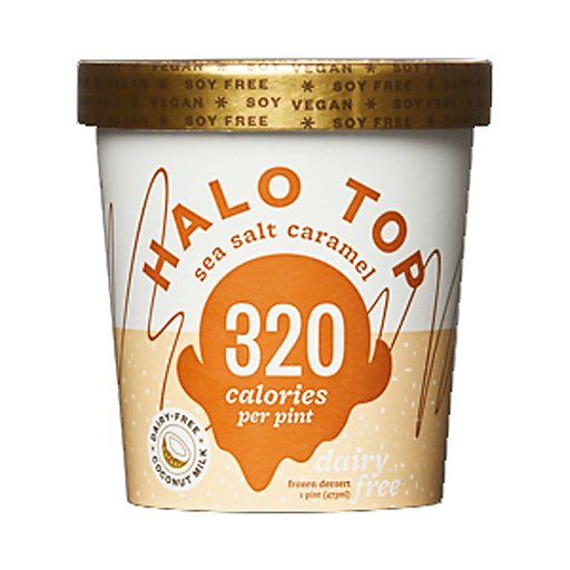 Brand: Halo Top- dairy free halo top wee woo wee wooChocolate - 280cals per pintChocolate Almond Crunch - 310cals per pintBirthday Cake - 310cals per pintSea Salt Caramel - 320cals per pint