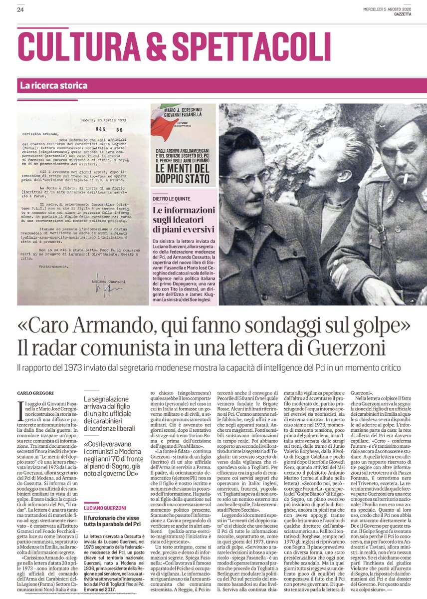 GioFasanella's tweet photo. #PDRESISTI!
#LementidelDoppioStato (@chiarelettere) #triangolodellamorte #Ozna jugoslava sulle Gazzette di Modena e Reggio.
Ahimè, nell'Emilia se ne parla. Per fortuna, però, c'è un fortino impermeabile alla storia: la festa nazionale dell'Unità, in corso a Modena. https://t.co/ybeNQ2qslU