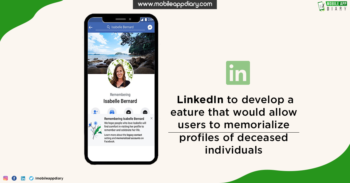 mobileappdiary's tweet image. A feature that handles digital legacies of the deceased users. The deceased user’s profile will be marked as ‘In Remembrance.’
Follow us for more updates! 

#MAD #MobileAppDiary #AppKnowledge #Playstore #Android #Linkedin #LinkedinUpdate #LinkedinFeature #LinkedinJobs #Jobs