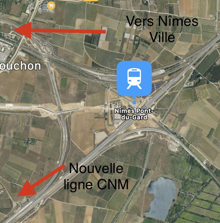 A cela s’ajoute le fait que le conducteur doit vérifier s’il est bien dirigé juste avant la gare, un raccordement donne la direction de Nîmes ville par l’ancienne ligne.