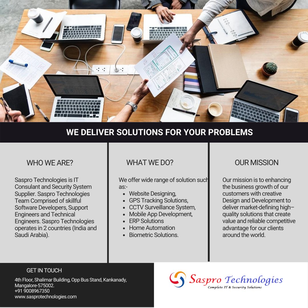 Saspro_Tech's tweet photo. #sasprotechnologies #websitedesign #mobileappdevelopment #erpsolutions #cctvsurveillancesystem #gpstrackingsolution #homeautomation #biometricsystem https://t.co/0c0JIjq01F