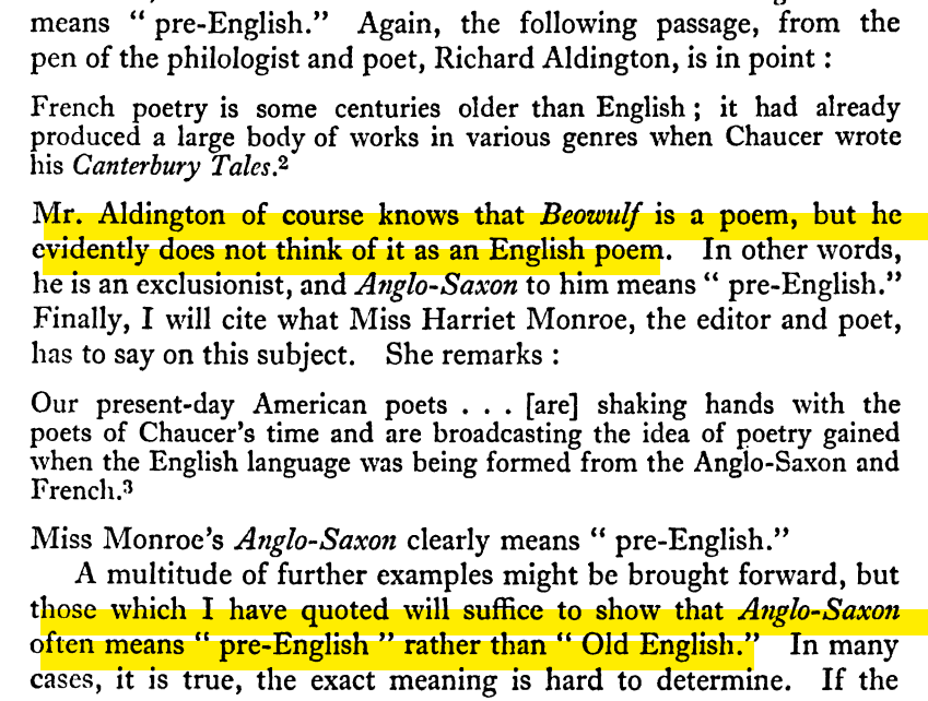 Malone argues that medievalists and scholars refer to the "Anglo-Saxon period" or the "Anglo-Saxon language" as pre-English, or as not properly part of the history of England or the English language.