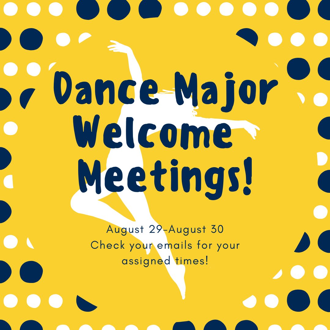 We start our Dance Major Welcome Meetings tomorrow! Make sure to check your email if you haven’t found your time slot!💙