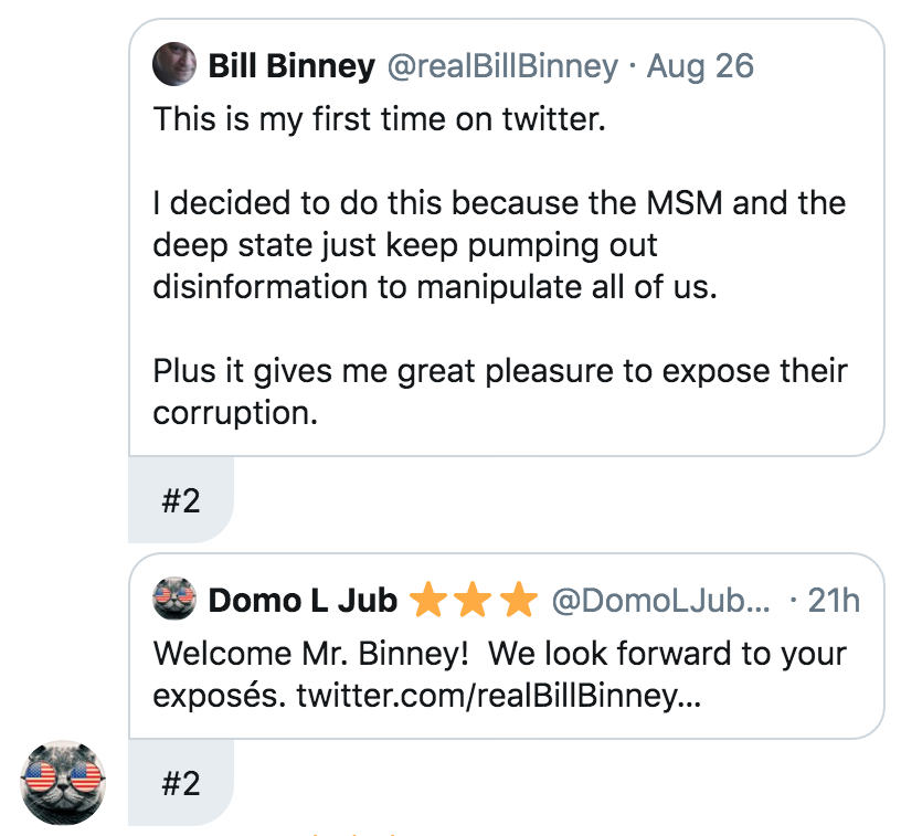 Over in  #TheMighty200  #MAGA retweet DM rooms, a newly-created account by the name of  @realBillBinney (supposedly run by ex-NSA employee and Russian DNC email hack denier Bill Binney) is being promoted.cc:  @ZellaQuixote