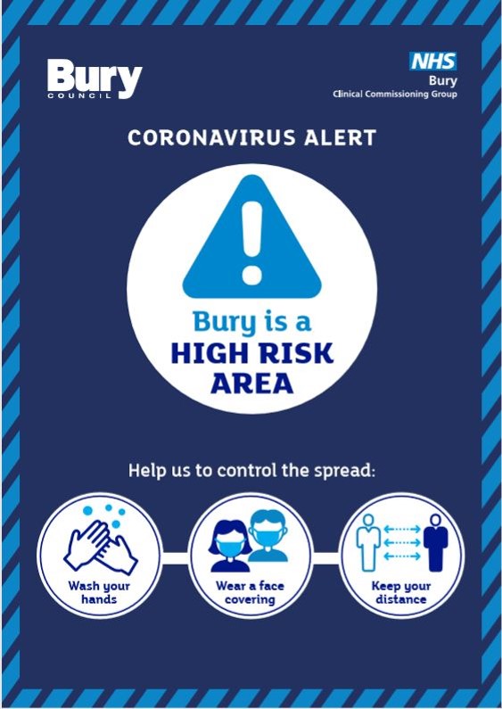 BuryVCFA's tweet photo. Infections are rising

Bury has now has one of the highest infection rates in England and rising... 3 times the national average!

Please retweet to raise awareness and help prevent a strict local lockdown. https://t.co/0PJt71j1Bp