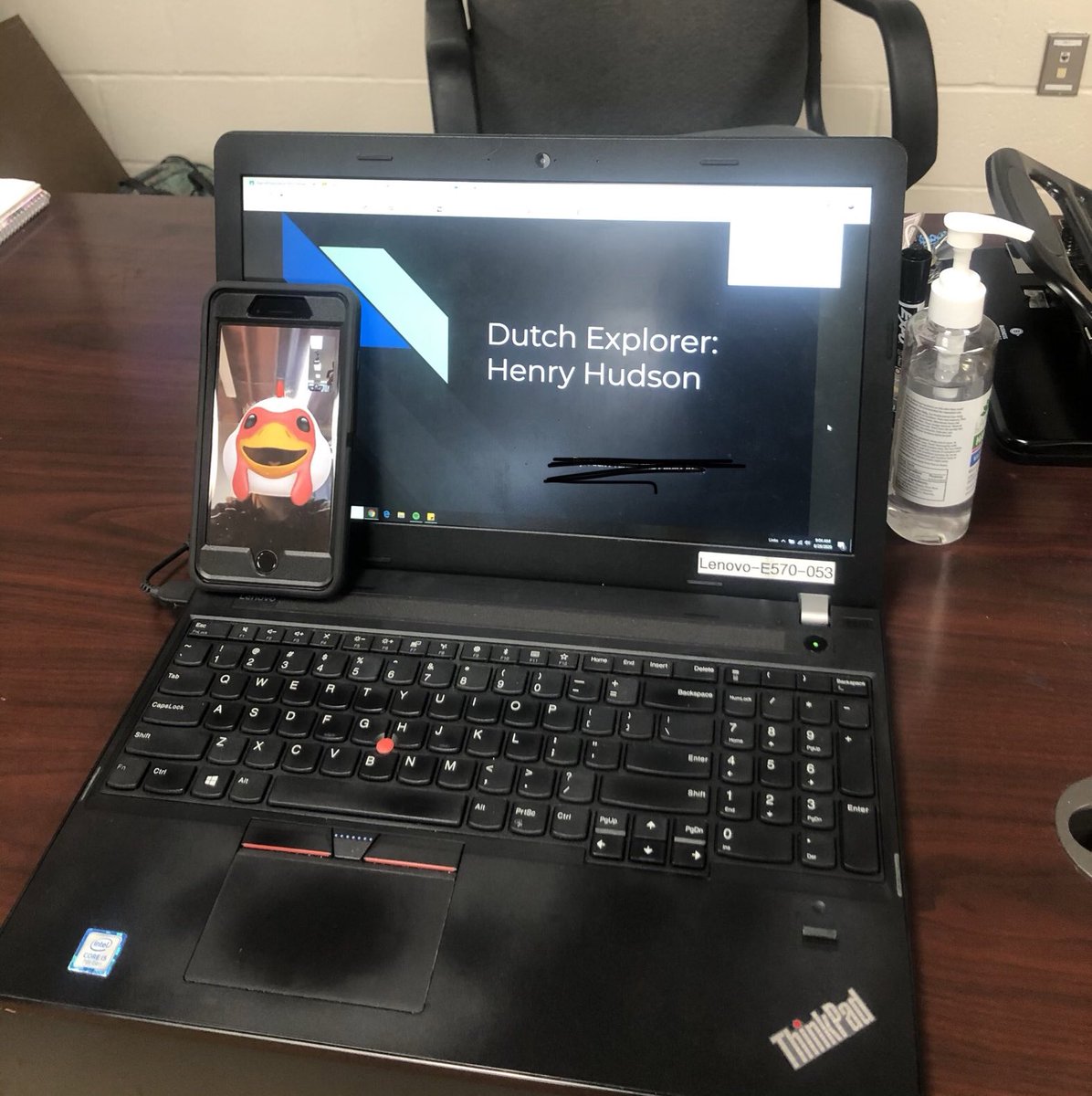 Welcome to presentations in 2020. One partner in class and the other on FaceTime, while also live streaming the class on Zoom. #hybridteaching #pandemiclife