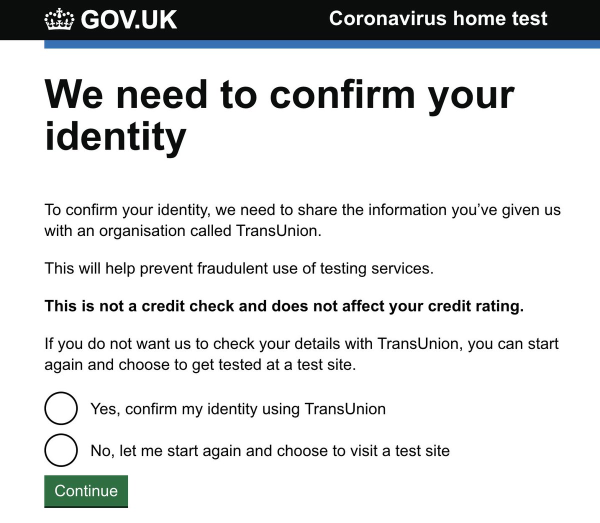 Woke up a slight sore throat so thought I'd do the right thing & get a Covid test. Official  http://Gov.uk  website now demanding I share my information with an American Credit Check Company. No way that's good news.