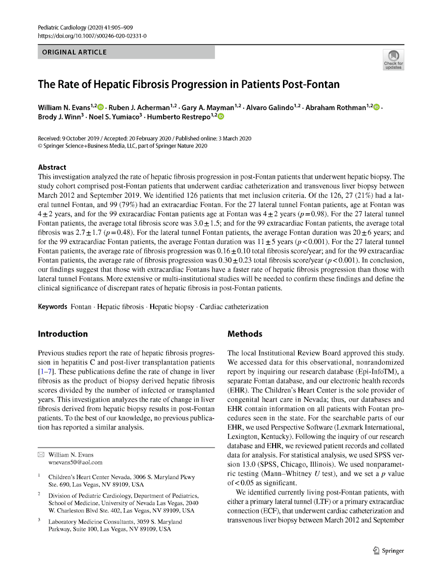 CHC_Nevada's tweet photo. Children’s Heart Center Nevada is among the top Fontan research centers in the United States. We are the first to report the findings in these two recent publications. Other congenital heart centers now refer to our research for their own studies and publications. ❤️ https://t.co/gm8gBk8m5d