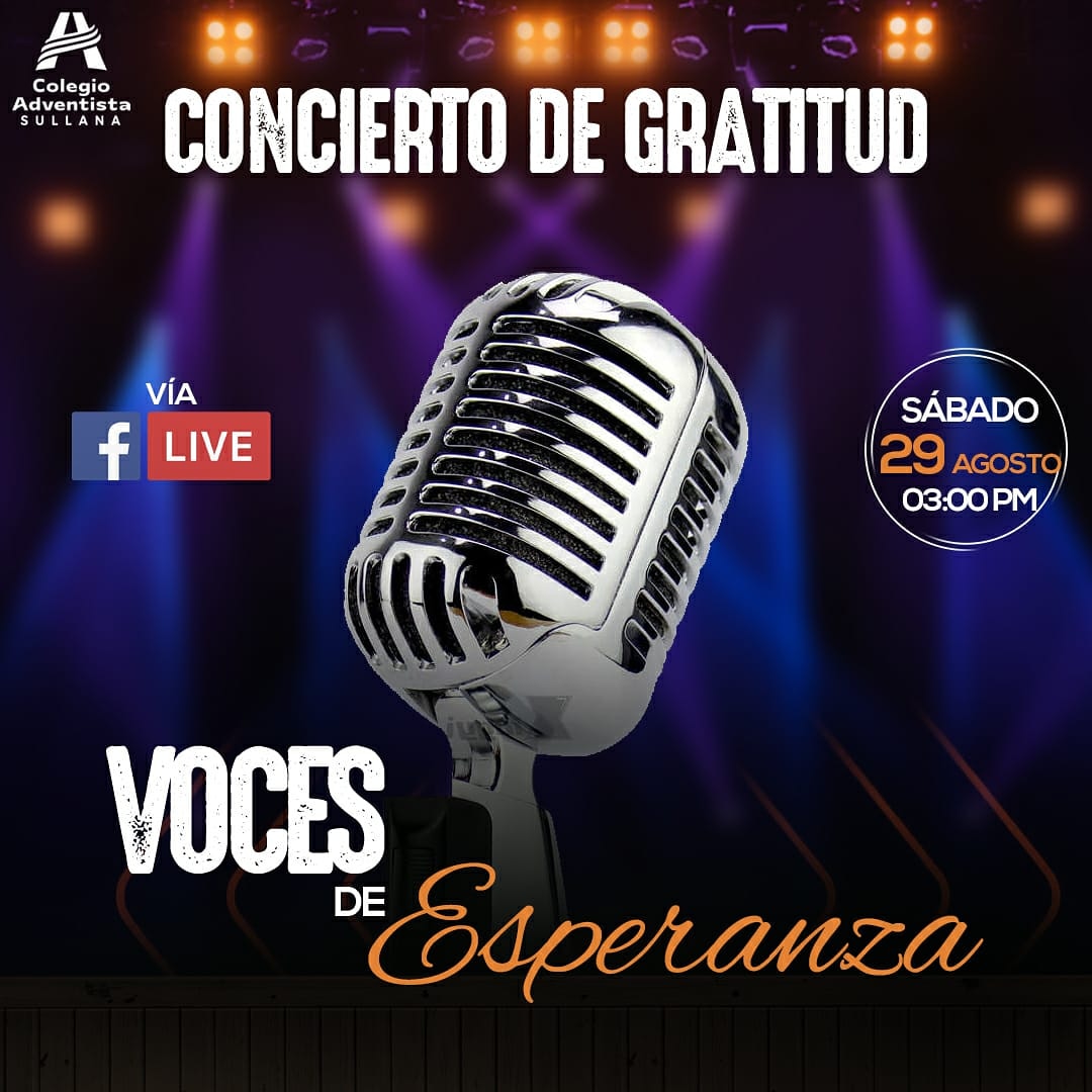 IEAdventSullana's tweet photo. "¡Todo lo que respira alabe al SEÑOR! ¡Aleluya!."
Concierto de Gratitud "Voces de Esperanza" por el Sábado de la Educación Adventista porque #SomosdePrimera #VocesdeEsperanza #VenAMiCole
🗓️ 29 de Agosto
⏰ 3:00 p.m.
📡 Transmisión: Vía Facebook Live https://t.co/JbF4Oy24LO
