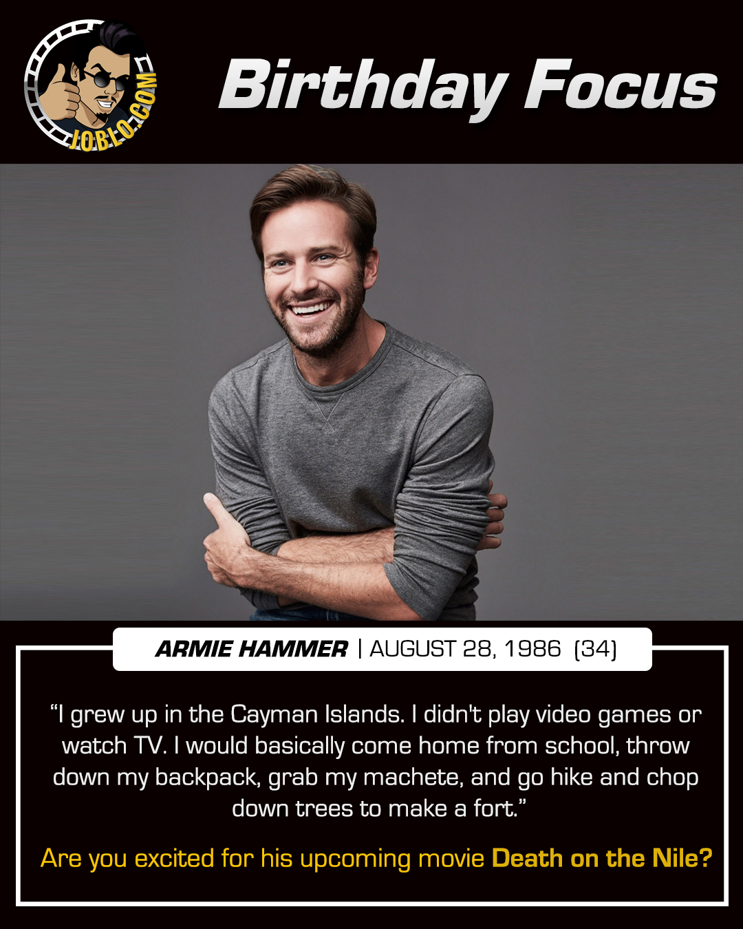 Happy 34th birthday, Armie Hammer!

What\s your favorite performance of his? 