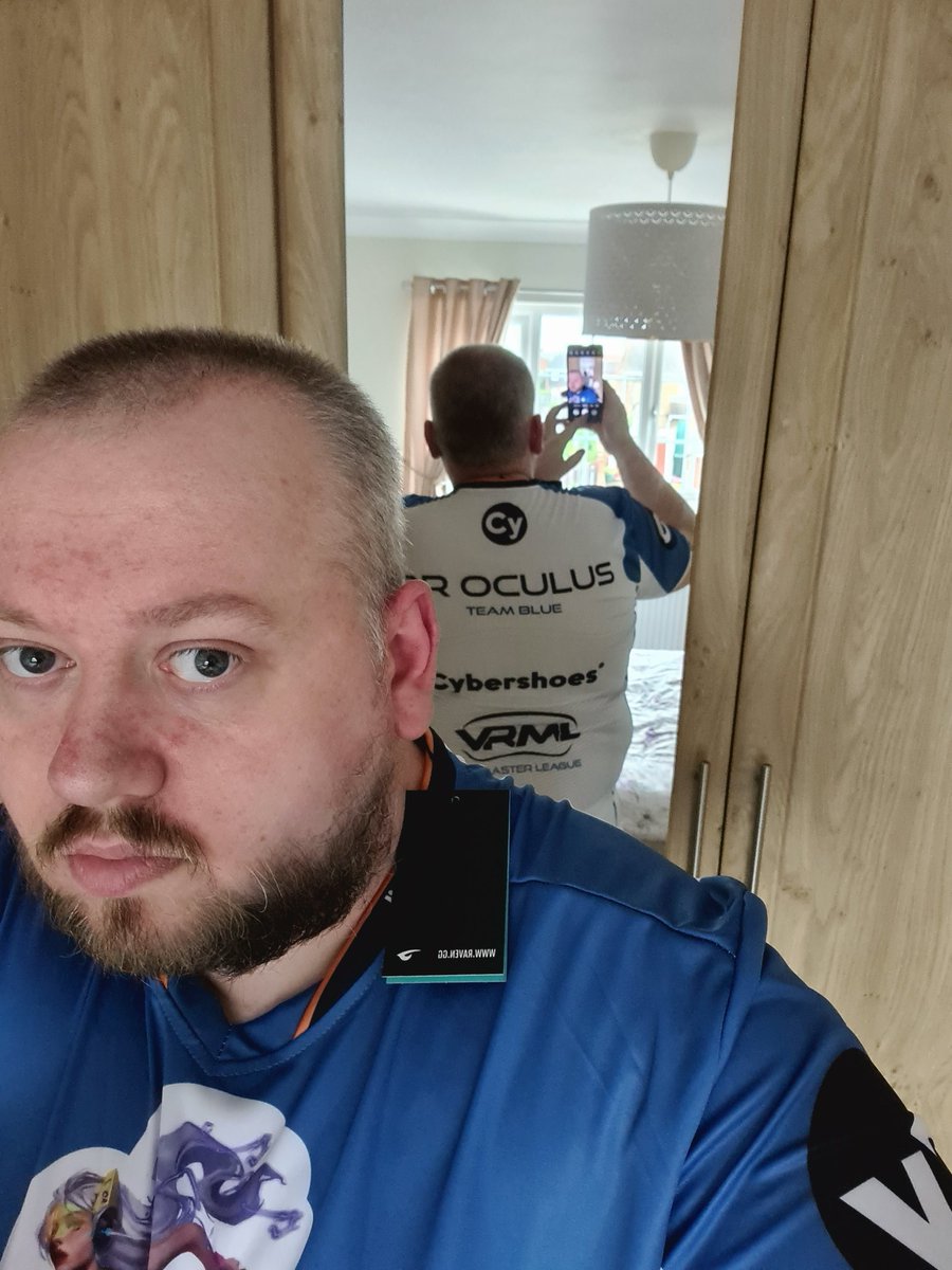 dr_oculus's tweet photo. I'm ready for tomorrow's @Onward_VRML @CybershoesVR face off, Blue team FTW! come watch us face off and find out who's got the best vr legs https://t.co/ht1Il95kSB