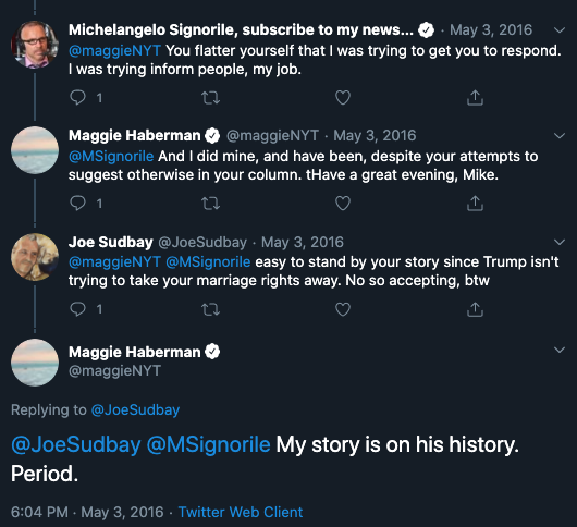 And then she pretends that her piece was only about Trump's past and wasn't at all about current events. Even though she cited a Today show interview that happened days earlier in it.