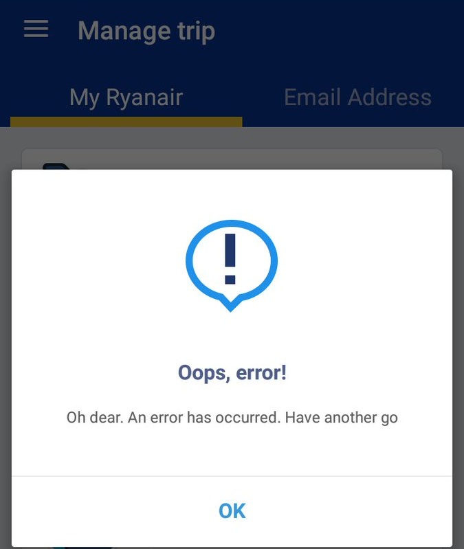 First of all, the Ryanair App would not allow me to See my Trip or even Check-in a day before - so I thought ahh its okay I fly  @easyJet alot they usually let me off for apps errors. At the Ryanair CheckIn Im Told " you are late by 20min even with screenshot - fine is £55" 