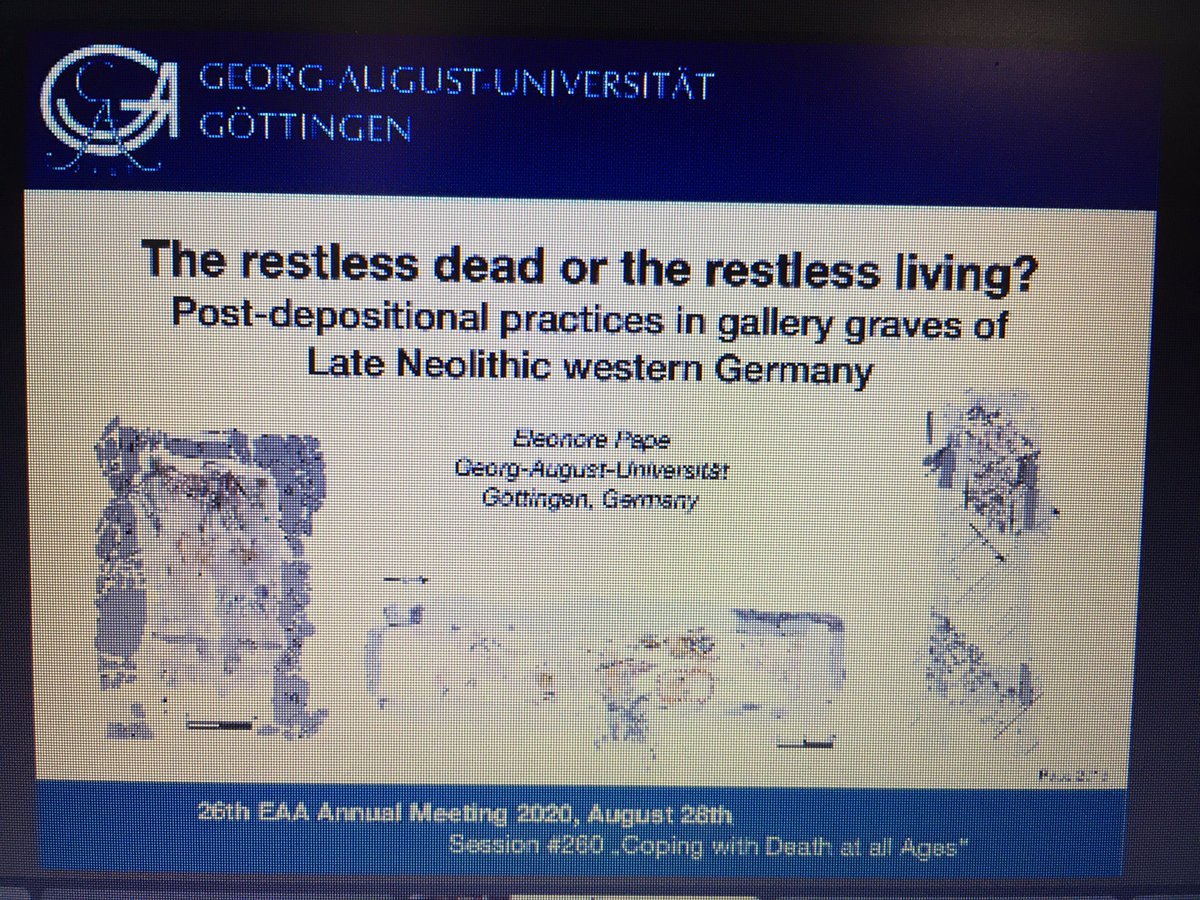 EmmaTollefsen's tweet photo. Feeling restless? You might after this paper by Eleaonore Pape (@uniGoettingen) on The Restless Dead or the Restless Living? post-Depositional Practices in Gallery Graves of Late Neolithic Western Germany!
#s260 #EAA2020Virtual #deathacademics #deathpositive https://t.co/wcApnNFRbM