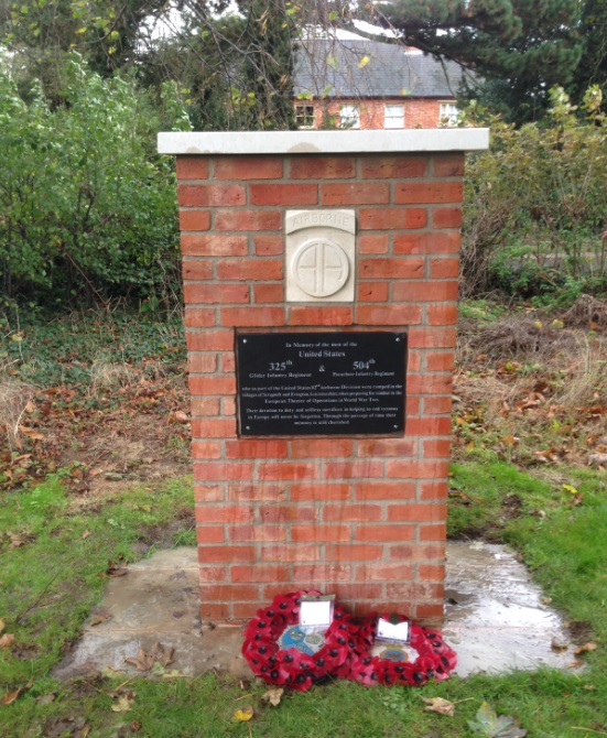 memorial at the former campsite itself but more centrally to the village, and it can now be found in the south-east corner of the Edith Cole Memorial Park. The second memorial was dedicated to the 507th PIR and placed opposite their former camp at Tollerton Hall, in /6