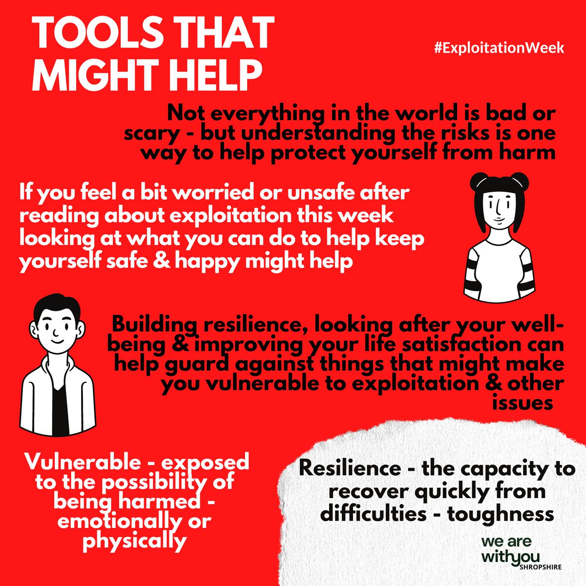 WithYouShrops's tweet photo. Our final set of resources - where to get support & self help tools. We put these together ourselves as there wasn't anything out there for young people - the more YPs that see them the better- full set via the link https://t.co/LJTSgbDOKJ
#ExploitationWeek #CCE #CountyLines https://t.co/R3jgUGYhhY