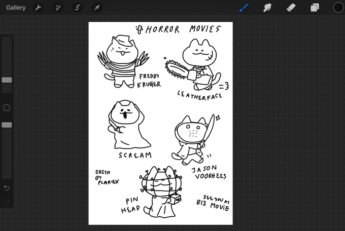 วาดเองตร่กเองน้องหัวโตขึ้นเรื่อยๆ
5-6 ก.ย. นี้เราไปออกบูธงาน MOViE นะคะ พอดีคิดว่าควรทำของเกี่ยวกับหนังไปด้วย คิดออกแต่หนังสยอง แหะๆ
บูธ B13 เมนูกำลังมา เดี๋ยวเสร็จแล้วจะปักหมุดไว้คับ
#MOViEที่คิดถึง 